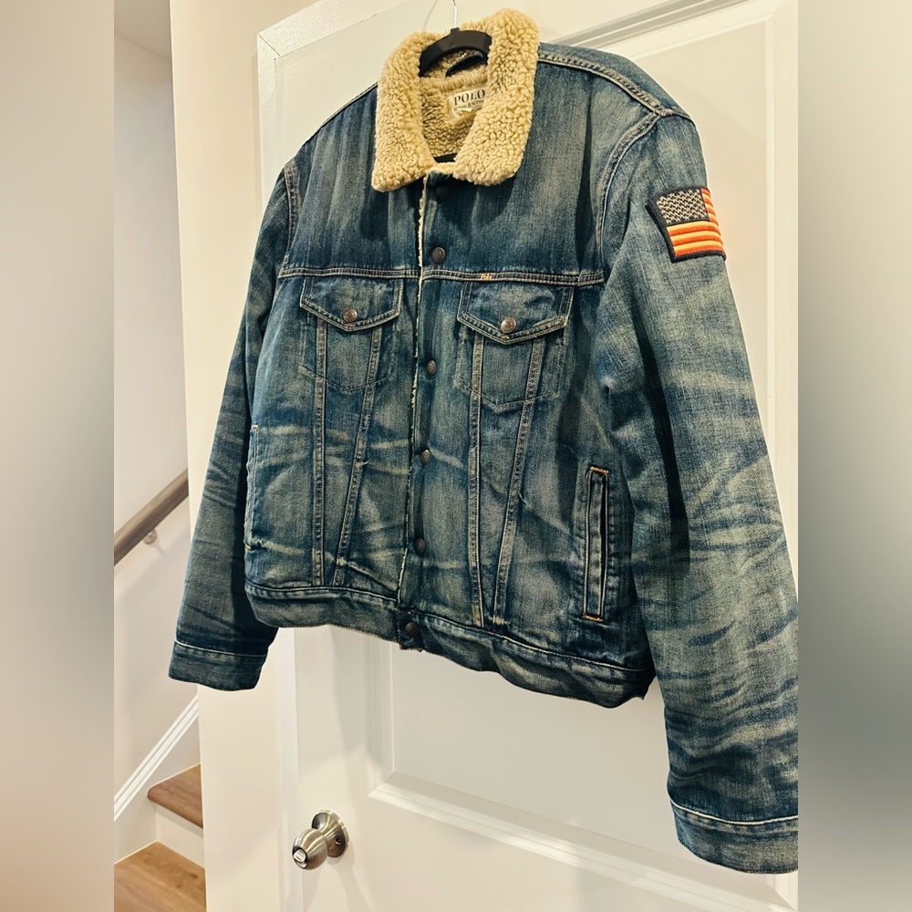 Men’s - Polo Ralph Lauren Blue Denim Jacket with Shearling Collar